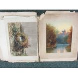 Two portfolios of late 19th century watercolour sketches, pencil and ink drawings etc, the first