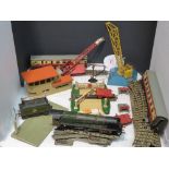 Hornby Dublo model railway items to include: signal box, two carriages, Duchess of Montrose