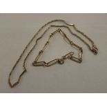 9ct gold chain of oblong links, 37.5cm (4.9g), and one other 9ct gold bracelet (4.8g)