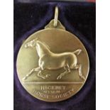 Hackney Horse Society silver medal by Mappin and Webb in fitted presentation case, the cushion