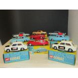 Nine Corgi Toys model vehicles, each boxed - 236 Motor School Car (two), 506 Police Panda Imp (two),