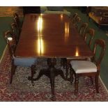 A fine reproduction William IV mahogany extending banqueting table with gadrooned fluted edge