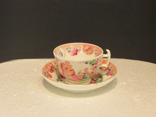 19th century porcelain part tea service comprising teapot, two bowls, eleven cups and twelve - Image 5 of 6