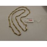 9ct gold Figaro chain necklace stamped 375, length 70cm, 19.3g