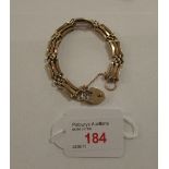 9ct gold gate link bracelet with heart shaped locket, 10.7g