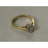 18ct gold solitaire diamond ring, stone estimated at 0.45 carat, total weight 2.4g