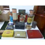 Various early 20th century commercial tins including, tobacco, Propert's leather saddle soap and