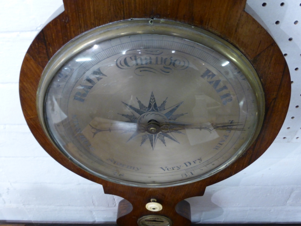 An early 19th century banjo barometer in a rosewood case by P Gobbe of Stroud with hygrometer, - Image 3 of 3