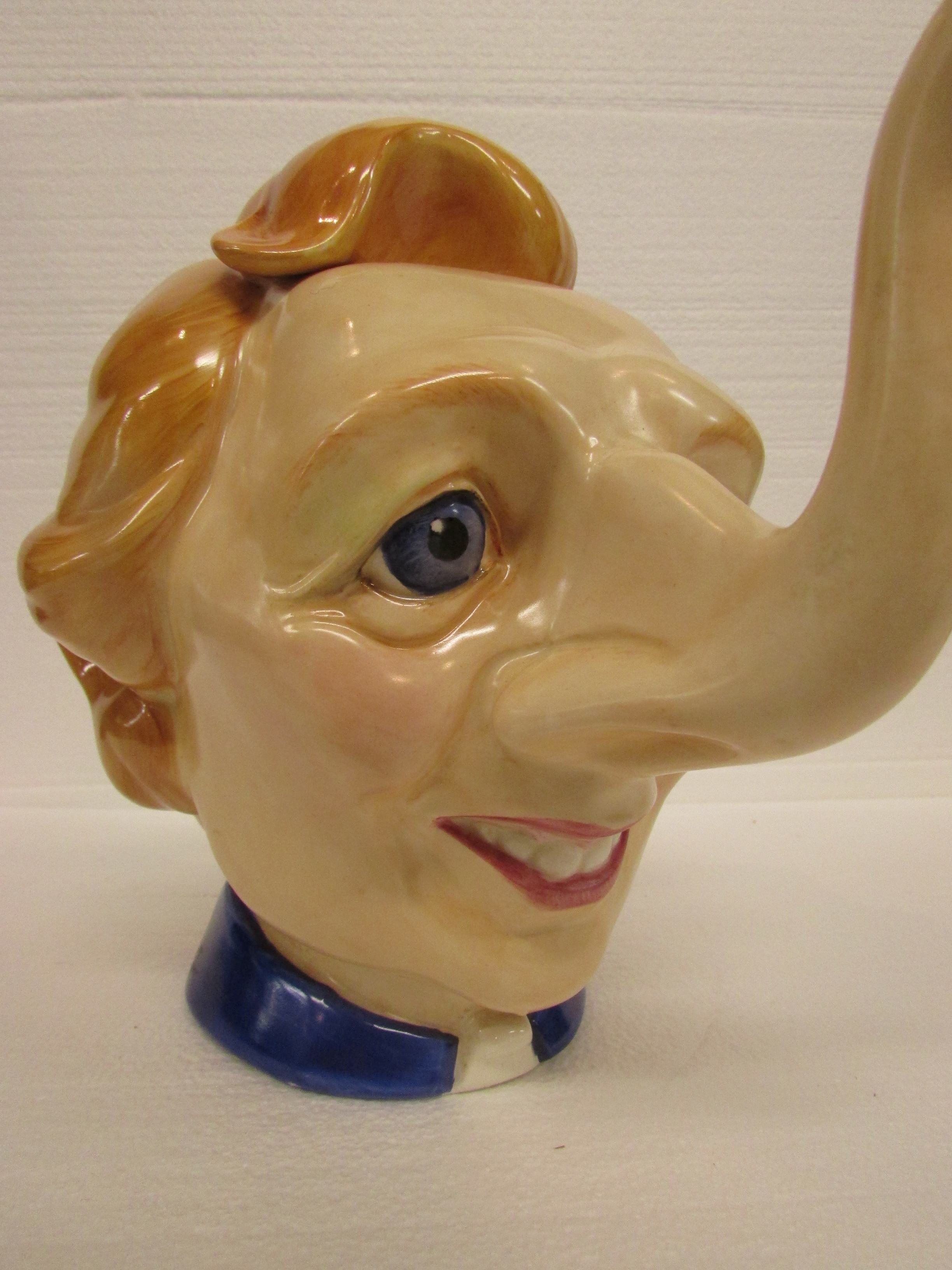 Comic hand painted 'Thatcher' teapot embossed on the bottom Luck and Flaw 1989 England - Image 4 of 5