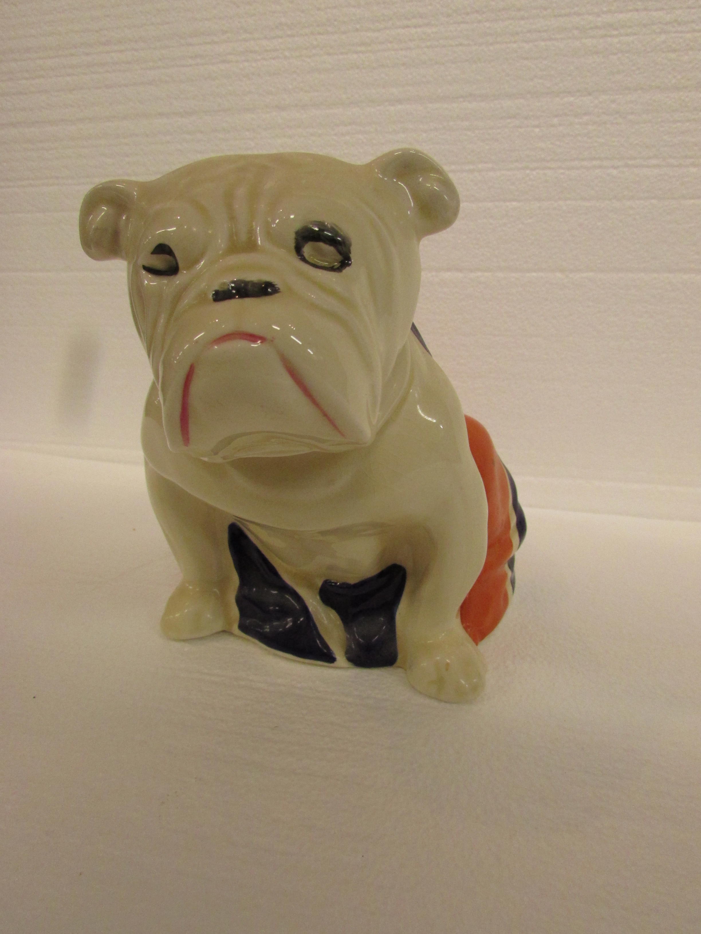 Royal Doulton figure of British bulldog in Union Flag, manufacturer's black transfer mark, Rd No - Image 3 of 5