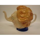 Comic hand painted 'Thatcher' teapot embossed on the bottom Luck and Flaw 1989 England