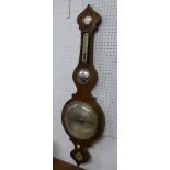 An early 19th century banjo barometer in a rosewood case by P Gobbe of Stroud with hygrometer,