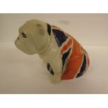 Royal Doulton figure of British bulldog in Union Flag, manufacturer's black transfer mark, Rd No