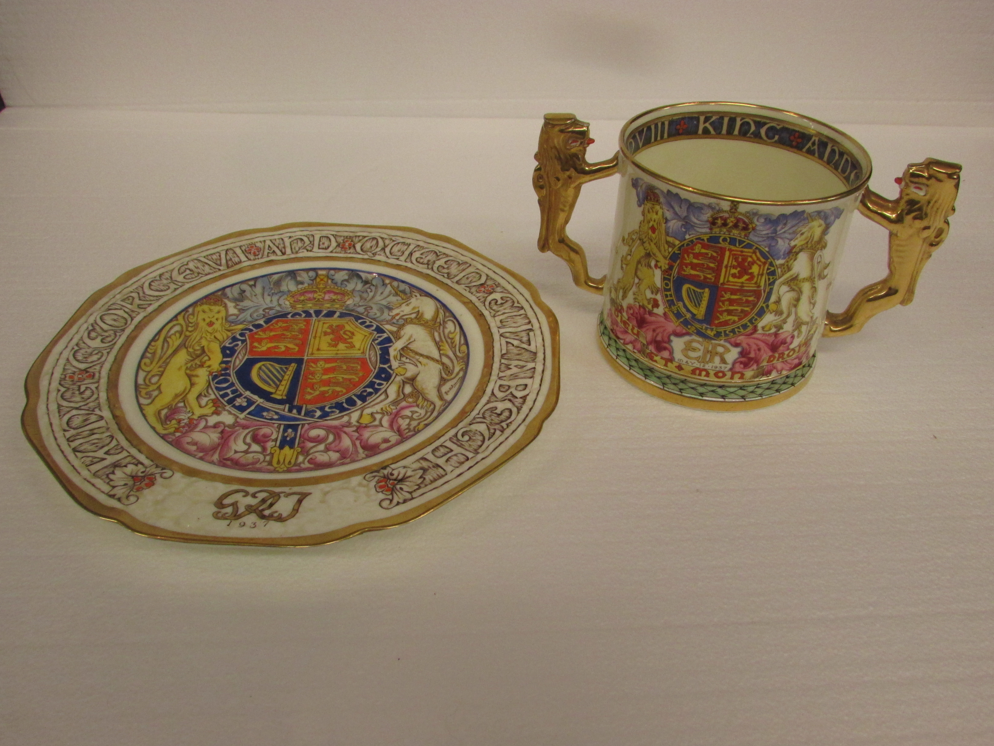 Paragon Perpetual Souvenir King George VI Coronation plate and an Edward VIII Coronation loving