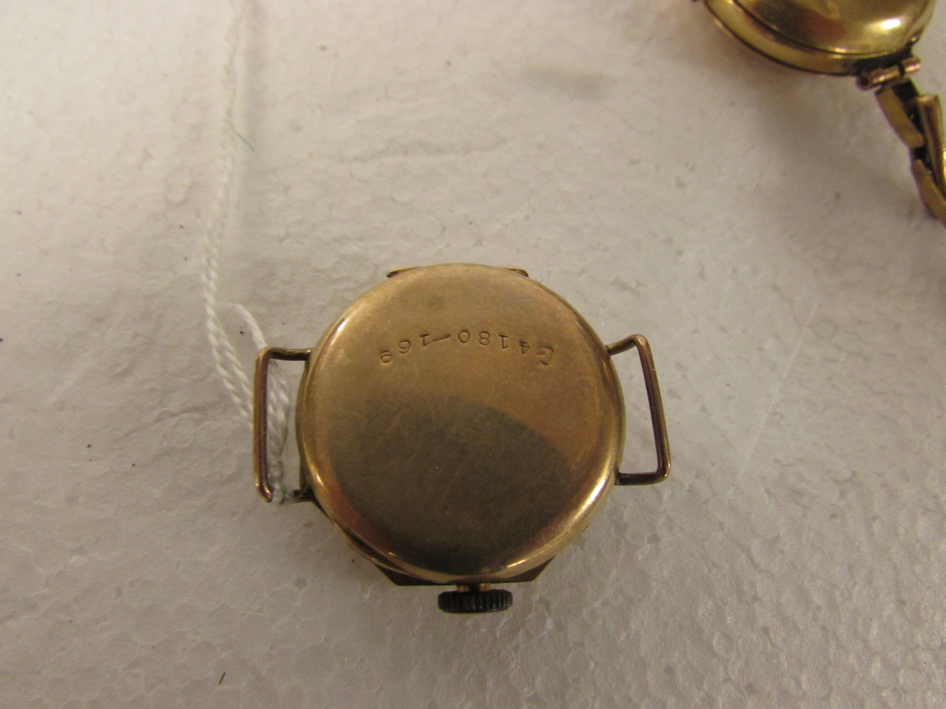 Ladies gold half-hunter wristwatch, enamelled Arabic numerals to the front case, inner case - Image 4 of 4