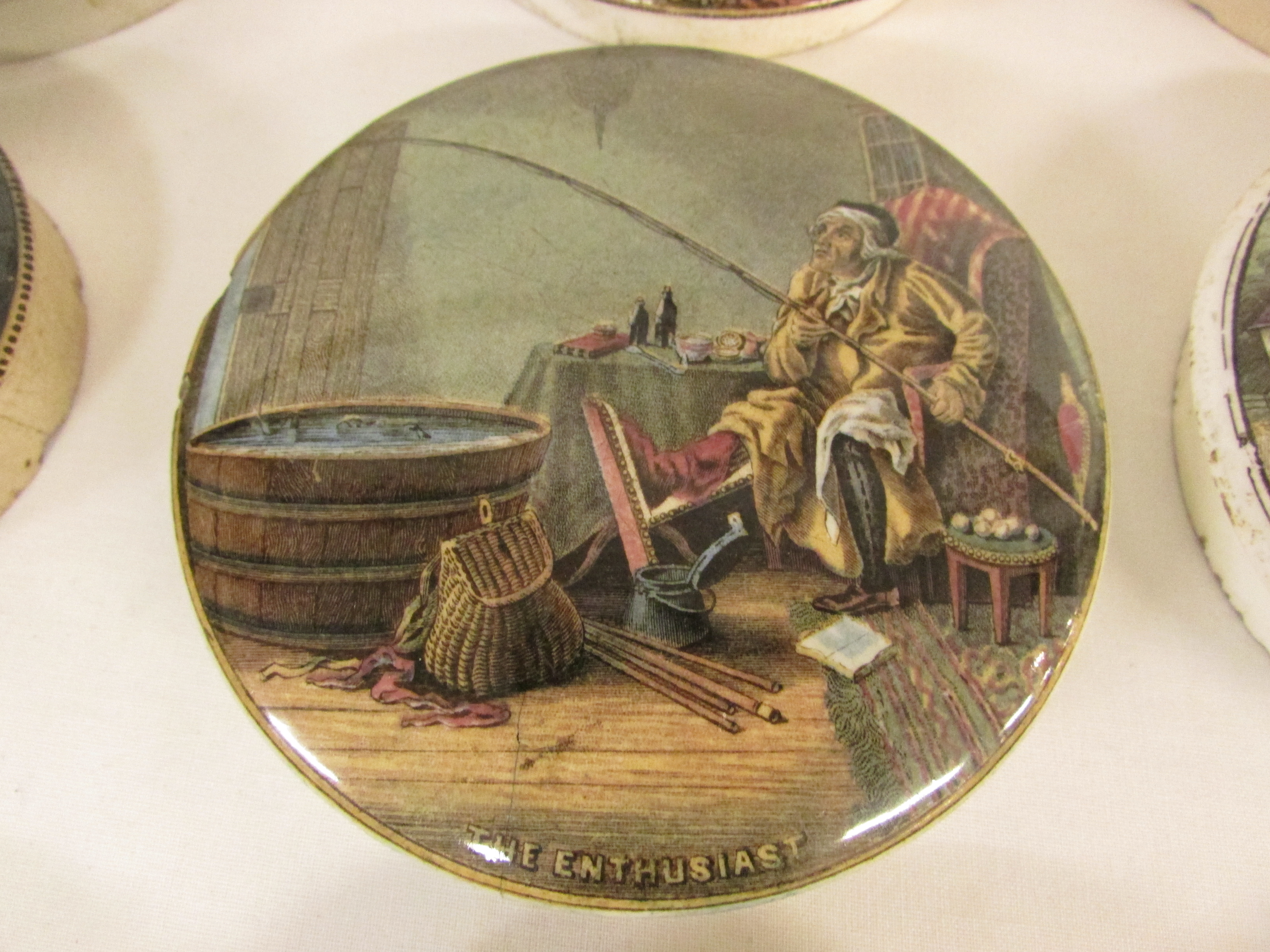 Twelve Pratt pot lids - 'I See You My Boy', 'The Best Card', horse racing, 'Fording the Stream', ' - Image 4 of 5