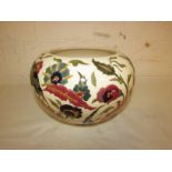 Zsolnay Pecs pottery ovoid vase, polychrome flowers and foliage on cream ground, stamped and