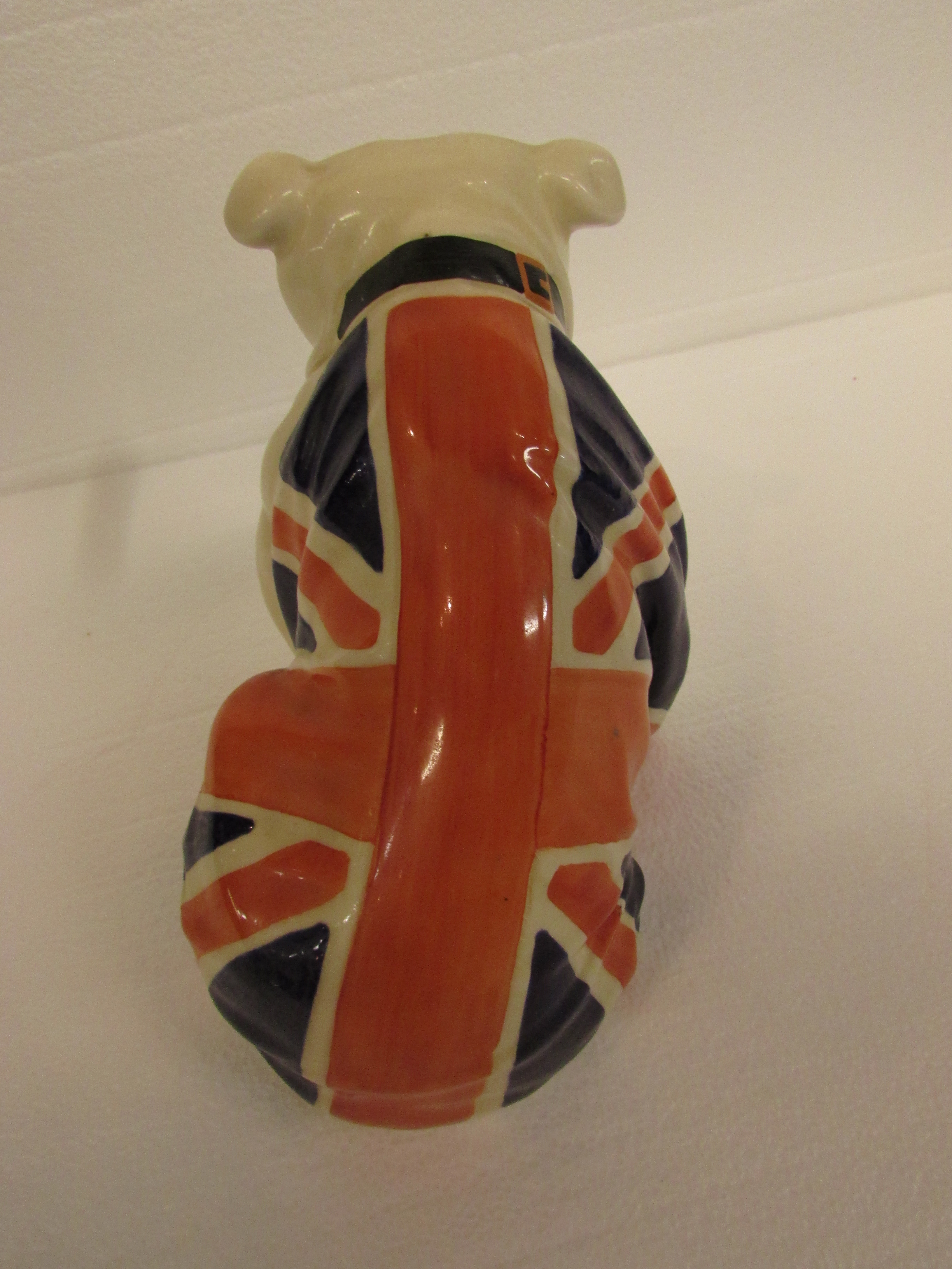 Royal Doulton figure of British bulldog in Union Flag, manufacturer's black transfer mark, Rd No - Image 4 of 5