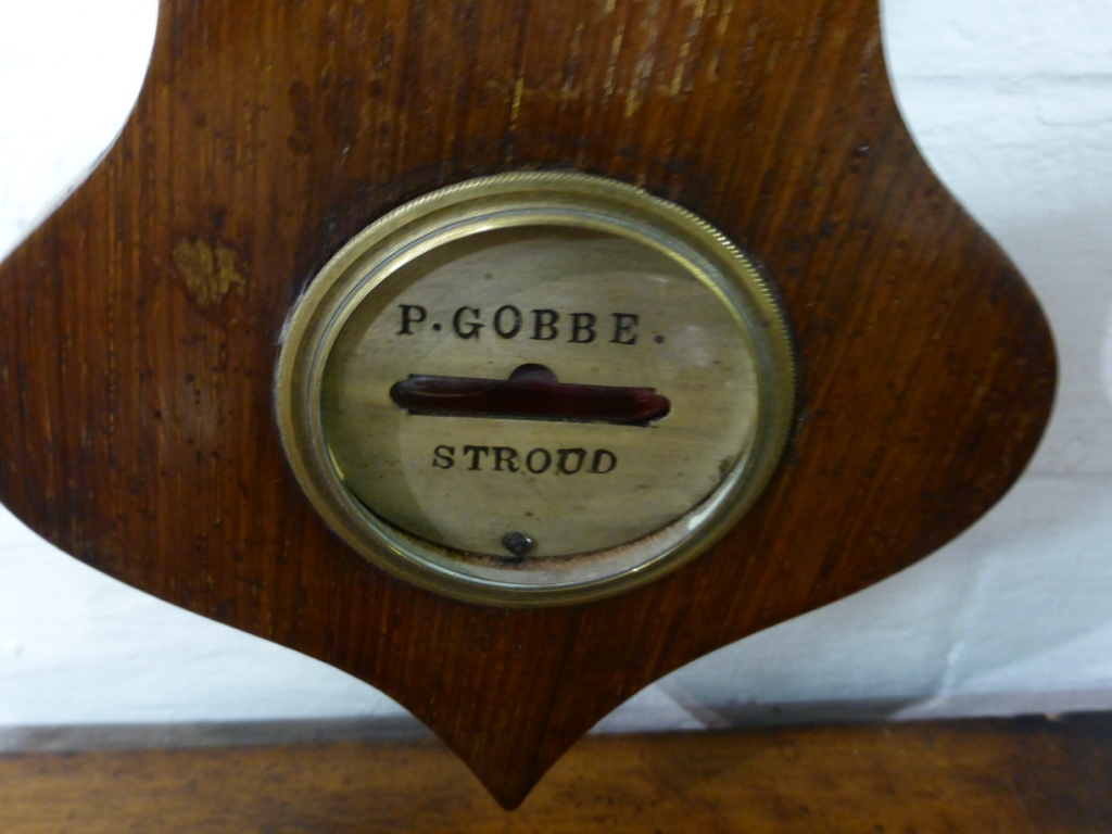 An early 19th century banjo barometer in a rosewood case by P Gobbe of Stroud with hygrometer, - Image 2 of 3