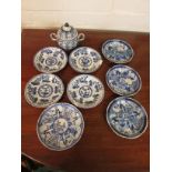 19th century blue and white Chinese porcelain - four small dishes painted with birds and flowering