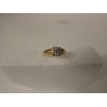 18ct gold ring set with solitaire diamond estimated at 0.5 carat, worn hallmarks