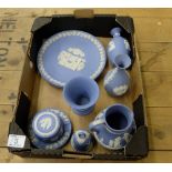 A collection of Wedgwood blue Jasperware