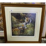 A signed print of Tigress and cub by Dor