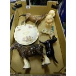 A collection of pottery to include Beswick horse (leg re stuck)  , Royal Doulton Bunnykins babys