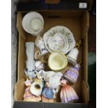 A collection of pottery to include Lady figures, character jugs, Aynsley Sarahs garden, Royal