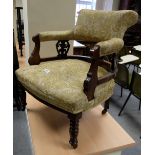 Edwardian carved walnut nursing armchair