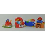 Coalport Paddington Bear figures Bathtime, Bear Necessities, Good Life and Online Paddington boxed