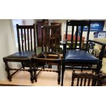 Pair carved oak twisty high back chairs