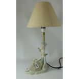 Lladro Lamp seated lady with bird, heigh