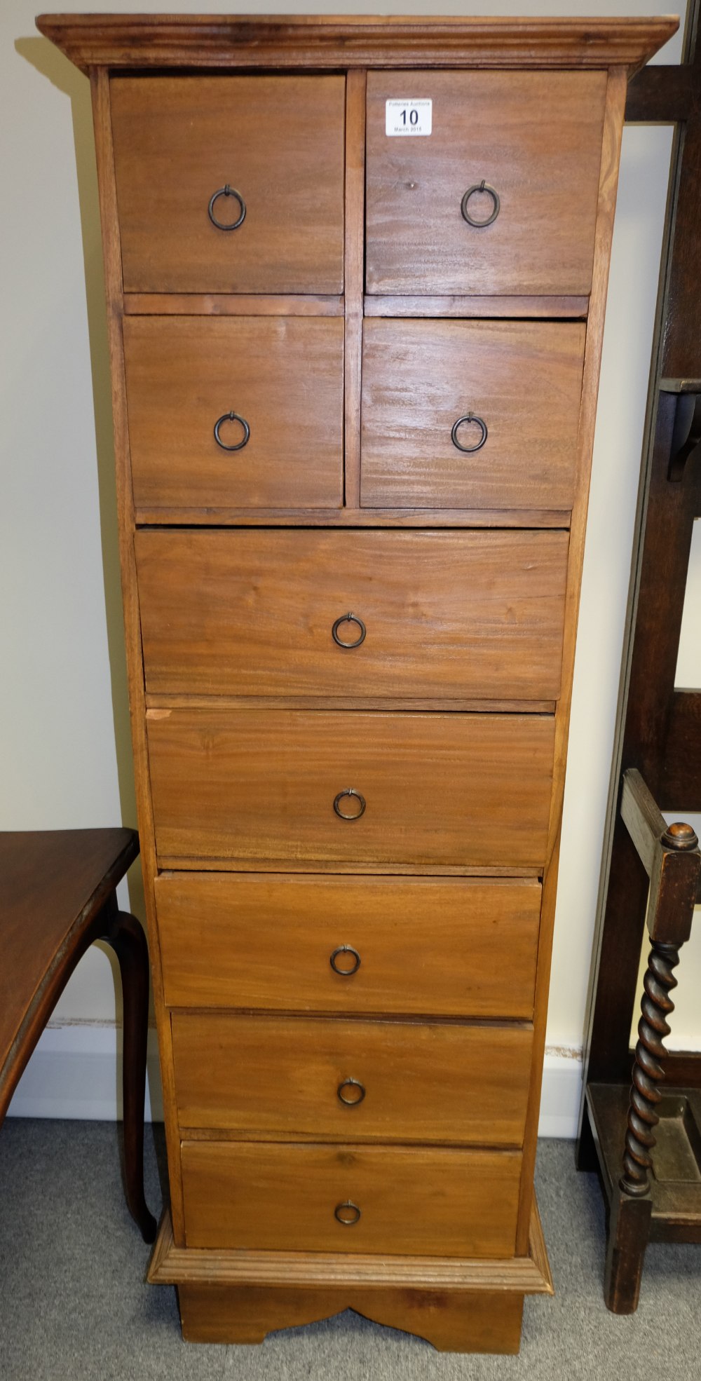 modern teak wood 9 draw tall chest of dr