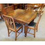 Edwardian walnut draw leaf table with ta