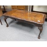 Mahogany oblong coffee table with glass