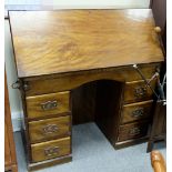 20th century walnut desk bureau , with 6