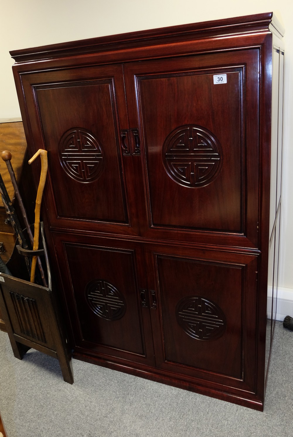 quality Chinese carved  mahogany 4 door