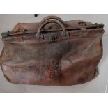 A victorian leather holdall bag