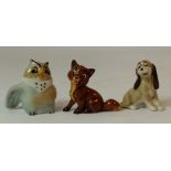 Wade Walt Disney hat box figures from The Fox and the Hound set comprising Big Mama, Chief, Copper