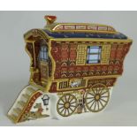 Royal Crown Derby paperweight Gypsy Caravan The Ledge Wagon , limited edition for Goviers, with