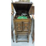 Oak Duophone Twin Tone Arm floor standing gramophone