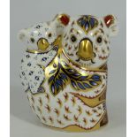Royal Crown Derby paperweight Koala Bear & Baby, from the Australian collection with gold stopper,