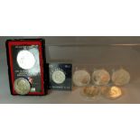 A collection of American silver coins to include 1967 silver half dollar JF Kennedy (cased), 1972