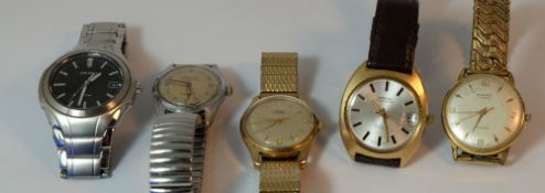 A collection of vintage wristwatches to include Keora Super, Montine ,Baume, Seiko and Avia (5)