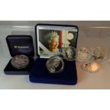 A collection of silver coins to include Royal Mint Golden jubilee her majersty the queen £5 coin