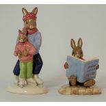 Royal Doulton Bunnykins figures Dont Let go DB447 and William Reading without tears DB401 (2)