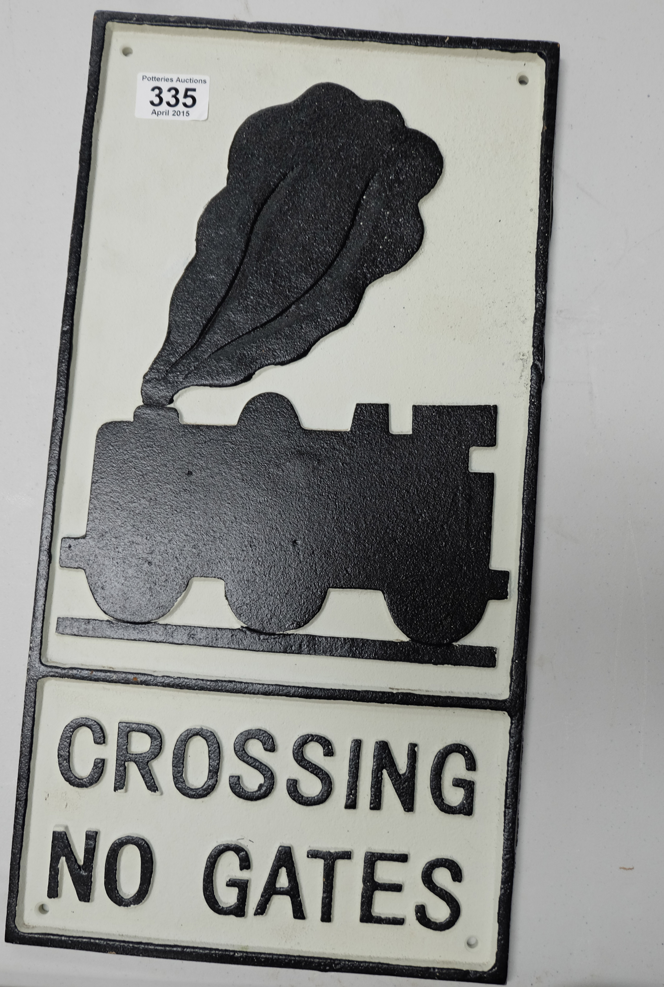 Cast Metal Large Railway Sign- Crossing No Gates height 48cm - Image 2 of 2