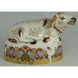 Royal Crown Derby paperweight Water Buffalo, with gold stopper, boxed