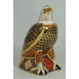 Royal Crown Derby paperweight of a bald eagle with gold stopper (boxed)